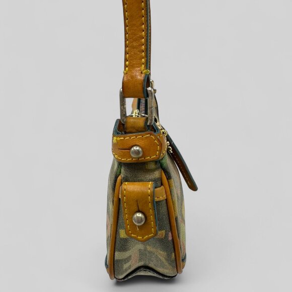 Vintage Dooney & Bourke Multicolor Logo Mini Baguette Shoulder Bag - Picture 9 of 13